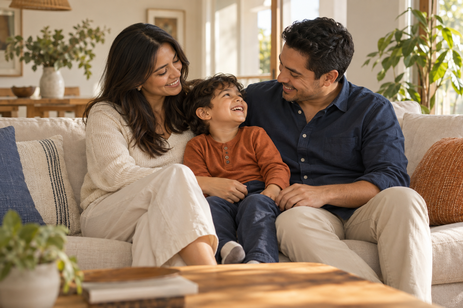 Una familia comparte un momento en casa